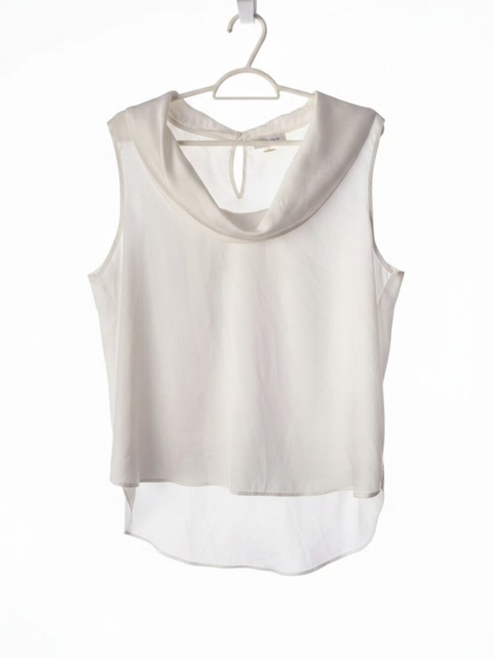 Calvin Klein White Sleeveless Blouse Women Large Satin Career Top - Picture 2 of 12